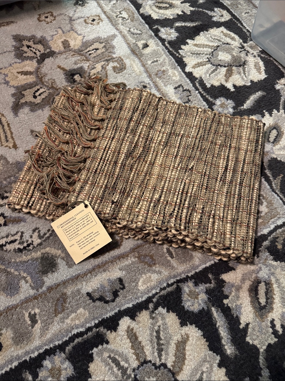 NWT, Handmade Wool/Cotton table runner, 63”x11”